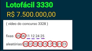 Lotofácil 3330, observações intuitivas, dois jogos com 6 dezenas fixas