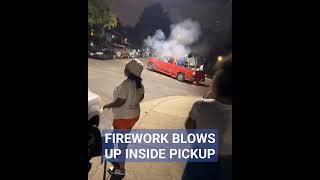 Firework Explodes inside Pick-up Truck