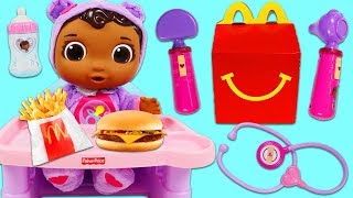 Feeding Doc McStuffins Baby Cece a McDonald's Happy Meal!!