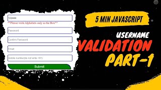 Easy from username javascript validation part-1,username validation, javascript tutorial