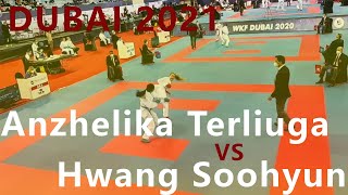 World championship. Dubai 2021. Anzhelika Terliuga - Hwang Soohyun. Female kumite -55 kg