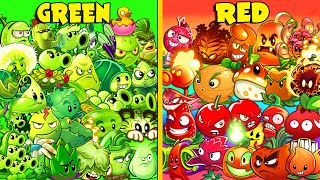All Plants Team GREEN vs RED-ORANGE - Who Will Win? - PVZ 2 Team Plant vs Team Plant
