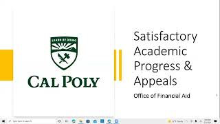 Satisfactory Academic Progress and Appeal Tutorial