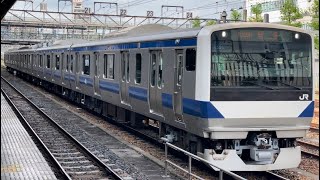 【E531系K555編成５両  KY出場回送（装置保全）】E531系3000番台ｶﾂK555編成が回送電車として宇都宮駅11番線を静かに発車するシーン（回8126M）2024.4.30