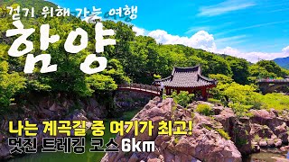 [나홀로 트레킹] 시원한 계곡을 따라 7개의 정자를 만나며 걷는 아름다운 길 | 물소리와 나무 그늘 속 함양 트레킹 여행 코스 추천 | Trekking in korea 4K