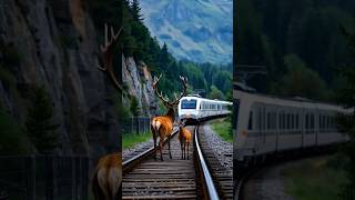 Beautiful story of a deer 🦌 and a  train 🚂 #youtubeshorts #ai #shorts #viralshort #animals #ytshorts