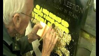 Gilding a black granite Memorial Headstone for Lidsters of worksop.wmv