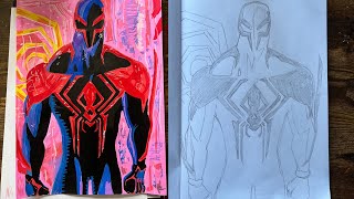 Drawing Spiderman 2099 Tutorial from Spiderman Across the Spiderverse
