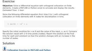 Orthogonal Collocation Example Problem