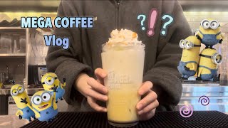 cafe vlog | 미니언즈카페, MGC, 메가커피, BELLO *우당탕탕 뚝딱 미니언라떼, 왁자지껄 팝핑 스무디언즈, 바나바나 초코 미니언라떼* 메가커피 신메뉴, 마감 [10]