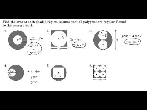 Worksheets Find The Area Of The Shaded Region Worksheet With Answers how to find the shaded area of a circle formula repair finding areas regions between polygons circles