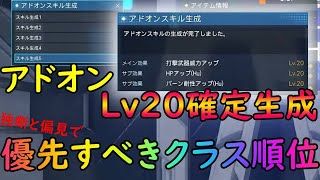 【PSO2NGS】アドオンスキルLv２０にするを優先すべきクラス順位！　改めて思う、神システム！【ゆっくり実況】