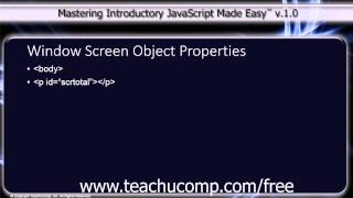 JavaScript Training Tutorial Window Screen Object Properties