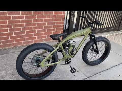 PHATMOTO All Terrain Fat Tire 79cc Motorized Bicycle - YouTube