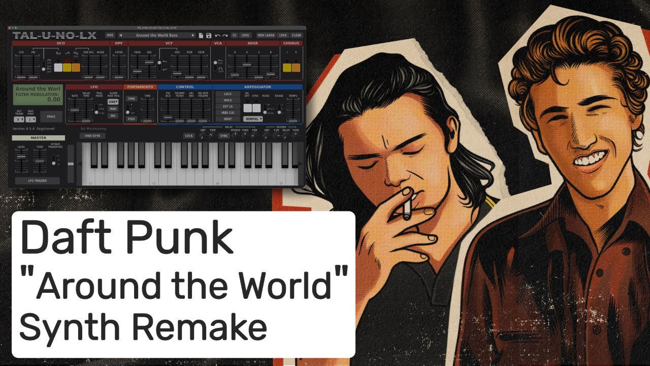 Daft Punk Around The World Instrumental Synth Remake Youtube Music