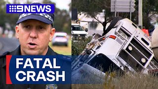 Three killed after car and truck crash on Queensland highway | 9 News Australia