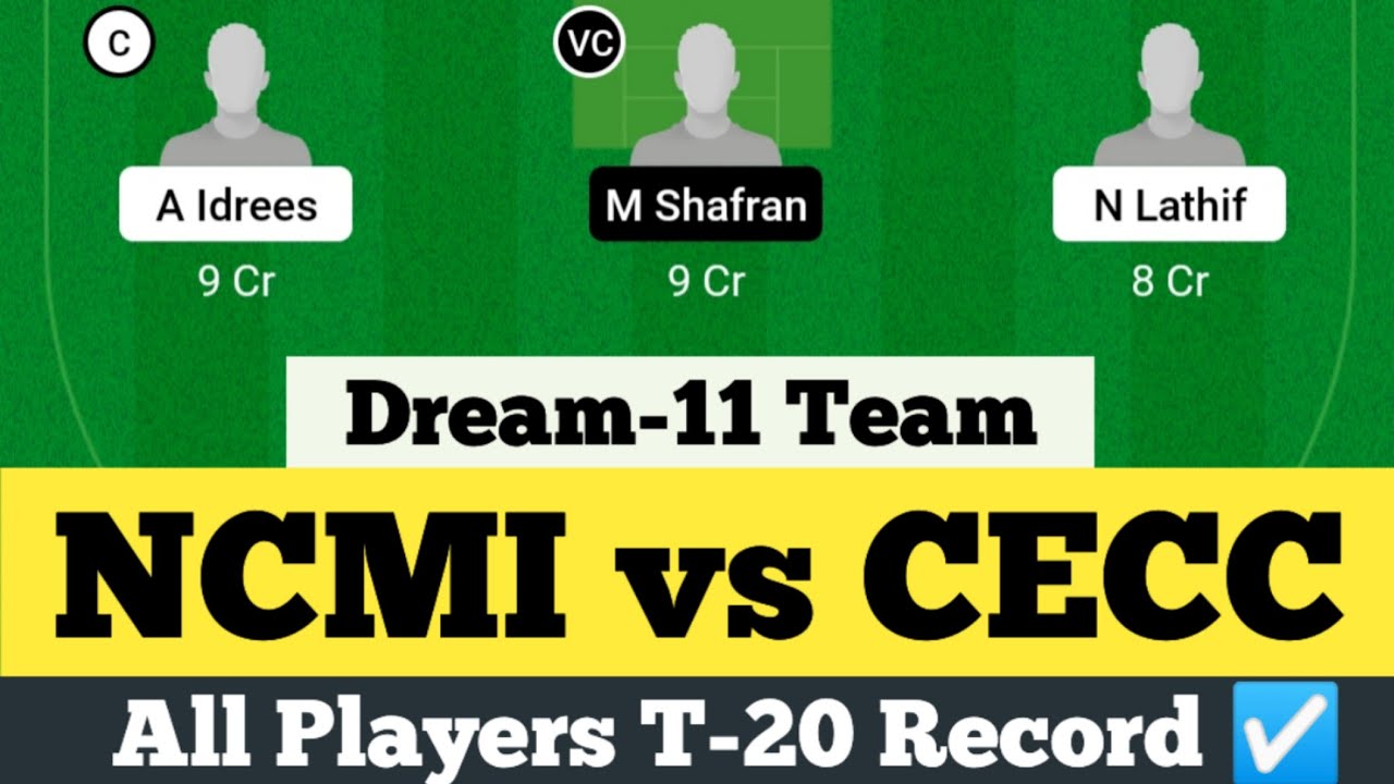 NCMI Vs CECC Prediction, NCMI Vs CECC Dream11 Team, NCMI Vs CECC ...