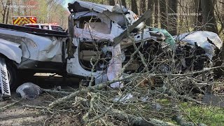 Driver hospitalized in single vehicle crash