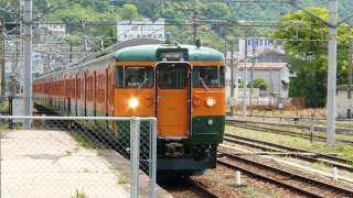 4K 115系 300番台 岡オカ D27 ＋ D26 6両編成 糸崎駅到着