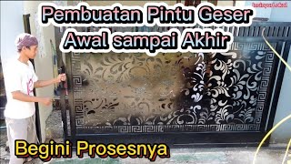 Pembuatan gerbang pintu geser plat cutting ukir batik