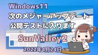 Windows11●次のメジャーアップデートは●公開テストに入ります●SunValley2