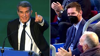 Joan Laporta tells Lionel Messi he “loves him” during Barcelona presidential inauguration