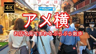 4K【アメ横 ガード下飲み屋と商店街】ぶらぶら散歩 お店をゆっくり見て回ります 有名ラーメン店も【鴨to葱】【御徒町駅前通り】 #4Kぶらぶら散歩#アメ横#御徒町