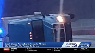 All traffic forced to detour after crash on Pennsylvania Turnpike