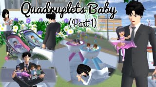 Quadruplets Baby 👶👧👶👦 (Part 1) | Sad Story | Sakura School Simulator