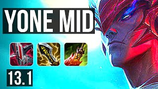 YONE vs KATA (MID) | 13 solo kills, 700+ games, Godlike, 20/5/6 | EUW Grandmaster | 13.1