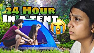 24 HOUR IN A TENT CHALLENGE😨||MISTI PAKHI SARA RAAT KADLO! BHUTER BHOYE😭||MUST WATCH⚠️||