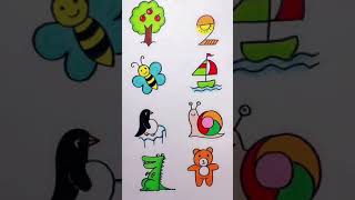 Children's Drawing Easy landscape drawing for kids, 幼儿园简笔画~数字画，用1-8画画