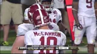 AJ McCarron gets pushed by Barrett Jones