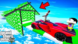 FRANKLIN TRIED IMPOSSIBLE SPEED BOOSTER HOUSE PARKOUR RAMP CHALLENGE GTA 5 | SHINCHAN and CHOP