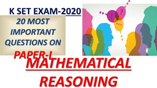 K SET Examination 2020, Paper I preparation, Mcqs on Mathematical Reasoning.