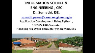 VTU PYTHON 18CS55 M5 L10 MS WORD MGMT