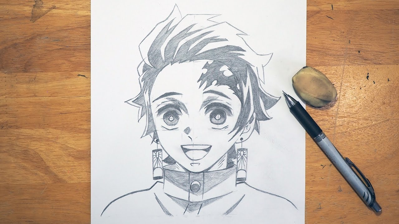 Anime Drawing | How To Draw Tanjiro Easy Step By Step | Demon Slayer ...