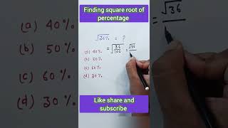 Finding square root of percentage √36%=? #maths #ssccgl #mathstricks #ssccglmaths #shorts #percent