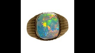 Mens Opal Ring Square 14k Gold | FlashOpal