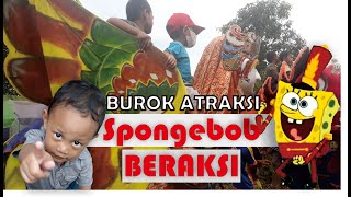 Hebohnya Aksi Spongebob di Atraksi Burok Cirebon