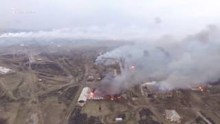 Пожар на складе в Балаклее. Видео с беспилотника