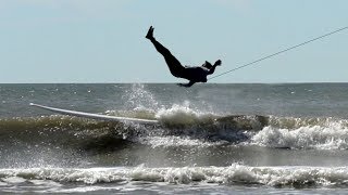 Bungee Rope SURFING attached to a pier