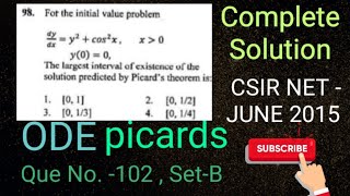 Csir Net-June 2015 Part-C Que No. 98 ODE| Picard's Theorem Problem