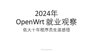 佐大嵌入式OpenWrt就业观察-佐大十年程序员生涯感悟