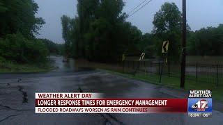 6 p Flooded roadways in Columbia are resulting in longer response times for emergency teams