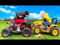 Funny story about Cars. Alex Ride on Power Wheels Tractors. Car Toy Play