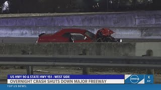 Major Texas freeway shutdown after overnight crash involving several vehicles