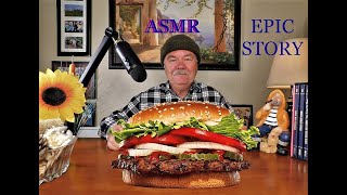 ASMR BURGER KING WHOPPER : LOGGING IN THE 70'S, AN EPIC STORY: WHISPER MUKBANG