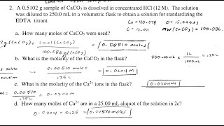 A 0 5102 g sample of CaCO3 is dissolved in concentrated HCl 12 M  The solution was diluted to 250 0