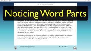 Developing Reading Fluency: Student - Noticing Word Parts